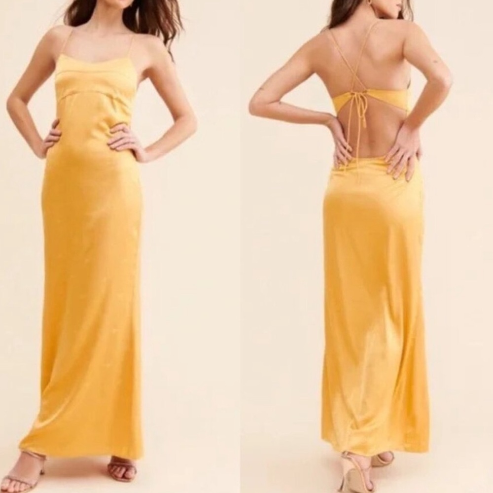 Elegant Yellow Backless Dress